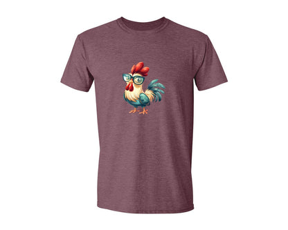 brand:Generic|color:Heather Maroon|Cute Cartoon Rooster Design Graphic T-Shirt