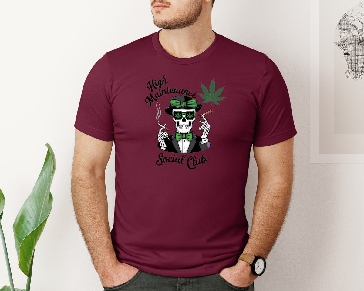 brand:Bella Canvas|color:Heather Maroon|High Maintenance Social Club 4 Graphic T-Shirt