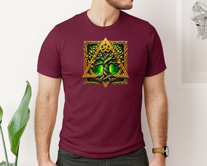 brand:Bella Canvas|color:Heather Maroon|Celtic Tree Of Life Mystical Tree Graphic T-Shirt