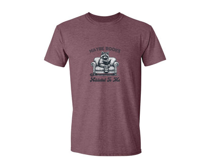 brand:Generic|color:Heather Maroon|Maybe Books Are Addicted To Me Raccoon Graphic T-Shirt