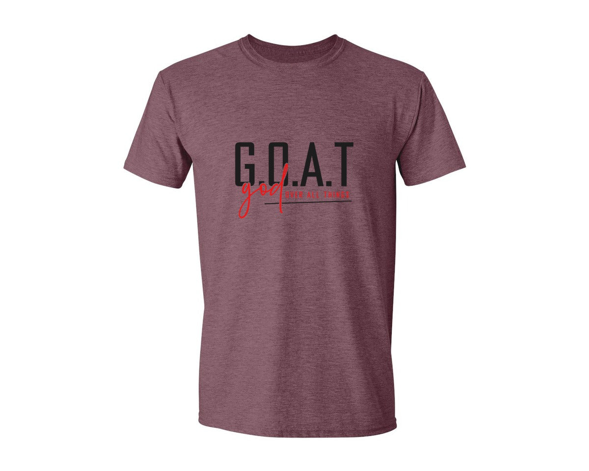 brand:Generic|color:Heather Maroon|God Over All Things Shirt Design Graphic T-Shirt
