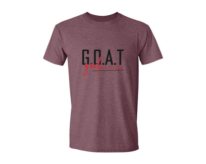 brand:Generic|color:Heather Maroon|God Over All Things Shirt Design Graphic T-Shirt