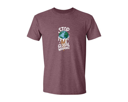 brand:Generic|color:Heather Maroon|Stop Global Warming Funny Cute Teacher Graphic T-Shirt