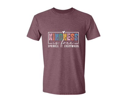 brand:Generic|color:Heather Maroon|Kindness Is Free Sprinkle It Everywhere 81 Graphic T-Shirt