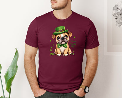 brand:Bella Canvas|color:Heather Maroon|St Patricks Day Bulldog Graphic T-Shirt