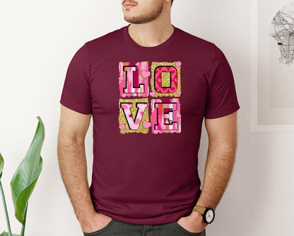 brand:Bella Canvas|color:Heather Maroon|Pink Valentines Day Love Coquette Graphic T-Shirt