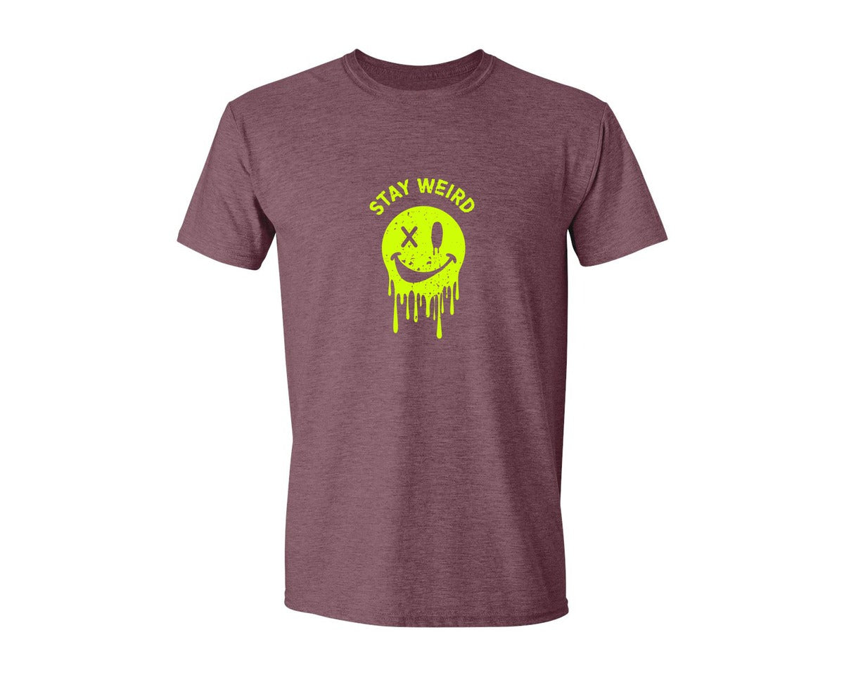 brand:Generic|color:Heather Maroon|Stay Weird Be Yourself Rebellious Spirit Graphic T-Shirt