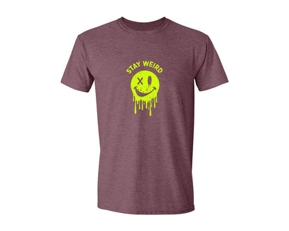 brand:Generic|color:Heather Maroon|Stay Weird Be Yourself Rebellious Spirit Graphic T-Shirt