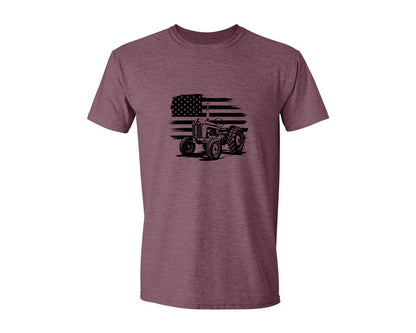 brand:Generic|color:Heather Maroon|Tractor Flag Vector T Shirt Design Graphic T-Shirt