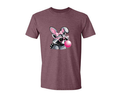 brand:Generic|color:Heather Maroon|Cute Raccoon With Glasses Bubble Gum 6 Graphic T-Shirt
