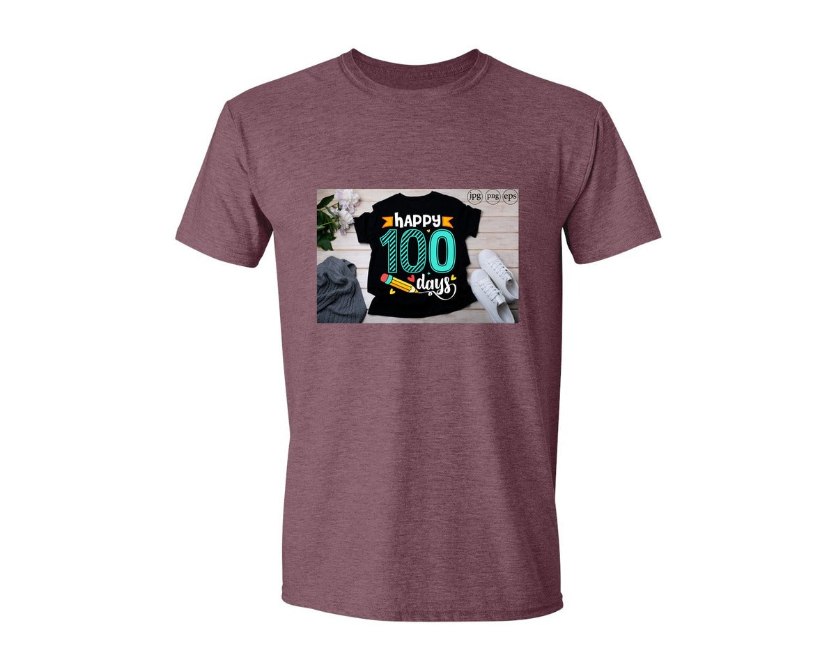 brand:Generic|color:Heather Maroon|100 Days Of School Shirt 10 Graphic T-Shirt