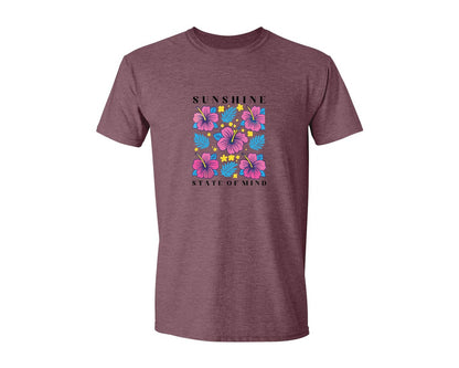 brand:Generic|color:Heather Maroon|Sunshine State Of Mind Summer Graphic T-Shirt