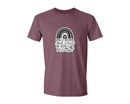 brand:Generic|color:Heather Maroon|Funny Quotes Sarcastic Sticker Graphic T-Shirt