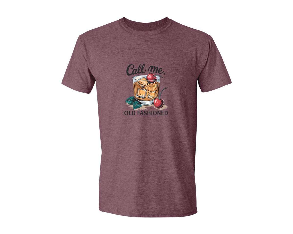 brand:Generic|color:Heather Maroon|Call Me Old Fashioned Retro Whiskey 3 Graphic T-Shirt