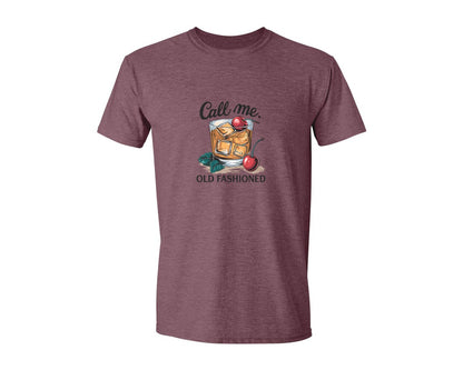 brand:Generic|color:Heather Maroon|Call Me Old Fashioned Retro Whiskey 3 Graphic T-Shirt