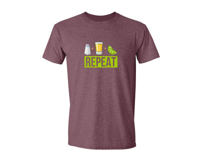 brand:Generic|color:Heather Maroon|Salt Tequila Lime Repeat Graphic T-Shirt