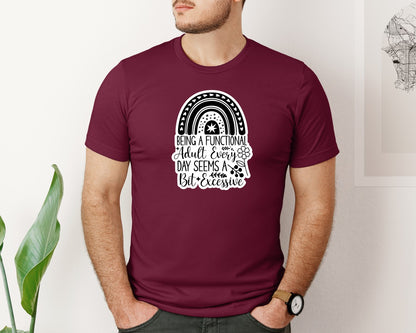 brand:Bella Canvas|color:Heather Maroon|Funny Quotes Sarcastic Sticker Graphic T-Shirt