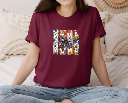 brand:Bella Canvas|color:Heather Maroon|Floral Mama Coquette Bow Mothers Day 3 Graphic T-Shirt