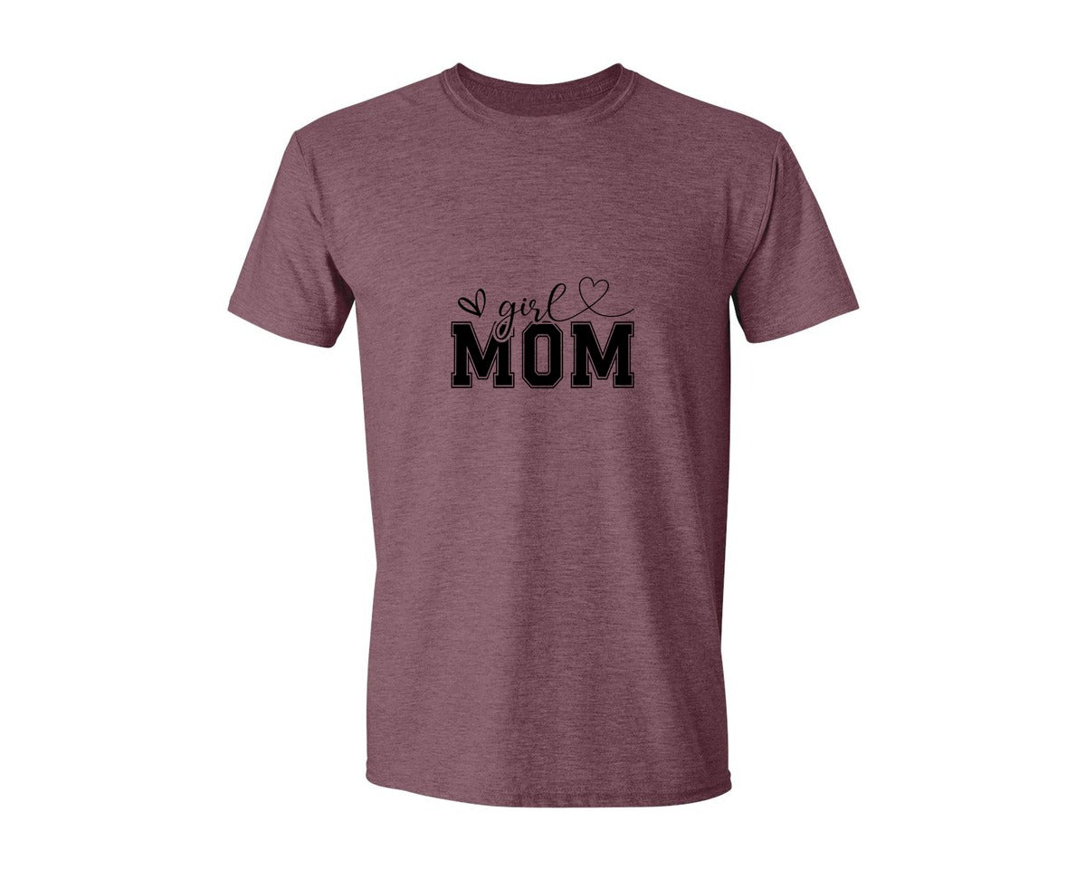 brand:Generic|color:Heather Maroon|Girl Mom Mothers Day Mama Graphic T-Shirt