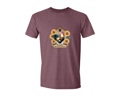 brand:Generic|color:Heather Maroon|Just A Girl Who Loves Chickens 8 Graphic T-Shirt