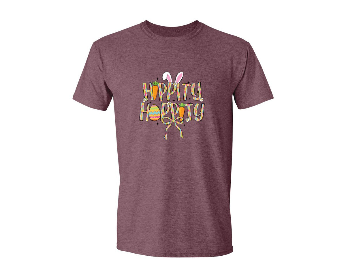 brand:Generic|color:Heather Maroon|Hippity Hoppity Easter 2 Graphic T-Shirt