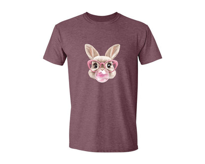 brand:Generic|color:Heather Maroon|Easter Bunny Coquette Bunny Blowing 3 Graphic T-Shirt