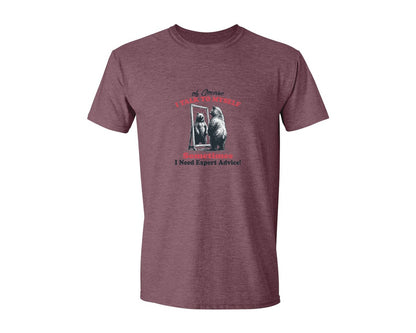 brand:Generic|color:Heather Maroon|I Talk To Myself Sometimes Bear Shirt Graphic T-Shirt