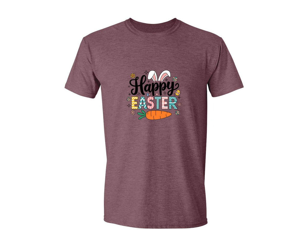 brand:Generic|color:Heather Maroon|Retro Happy Easter Design 7 Graphic T-Shirt
