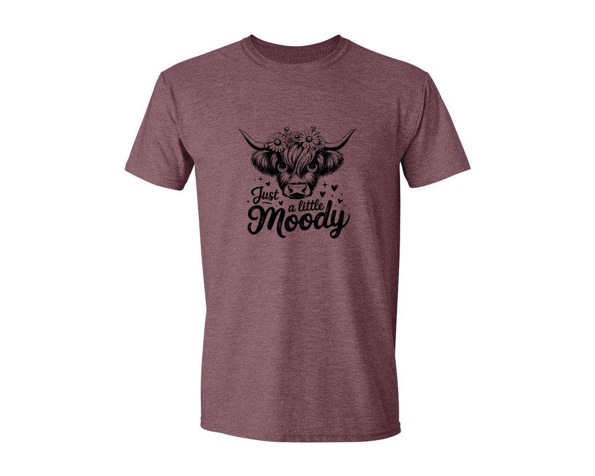 brand:Generic|color:Heather Maroon|Just A Little Moody T Shirt Design Graphic T-Shirt