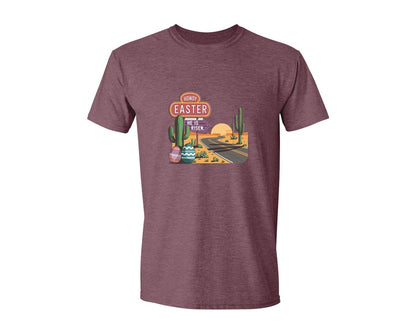 brand:Generic|color:Heather Maroon|Howdy Easter Western Desert Easter 3 Graphic T-Shirt