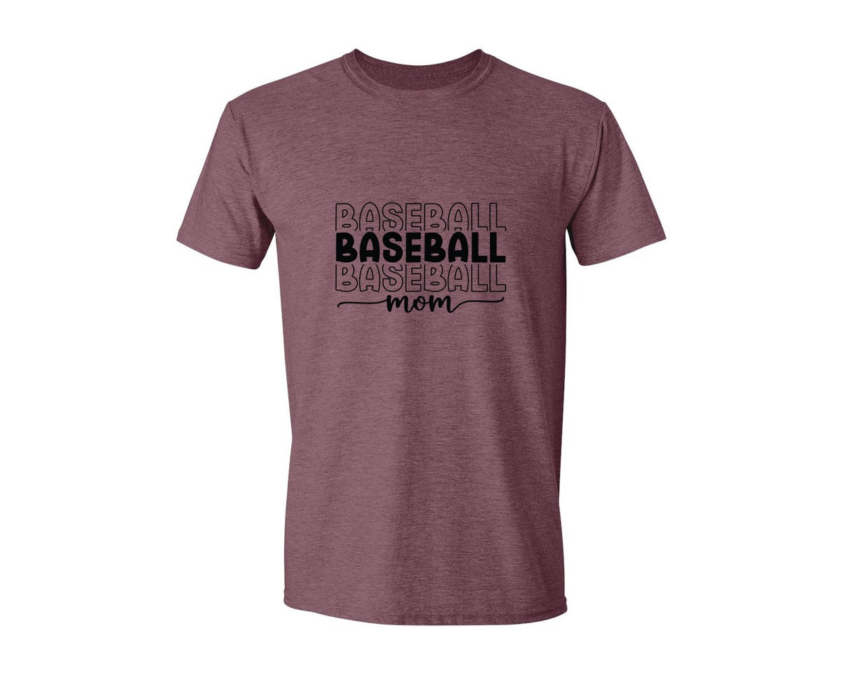 brand:Generic|color:Heather Maroon|Baseball Mom Baseball Mom 3 Graphic T-Shirt
