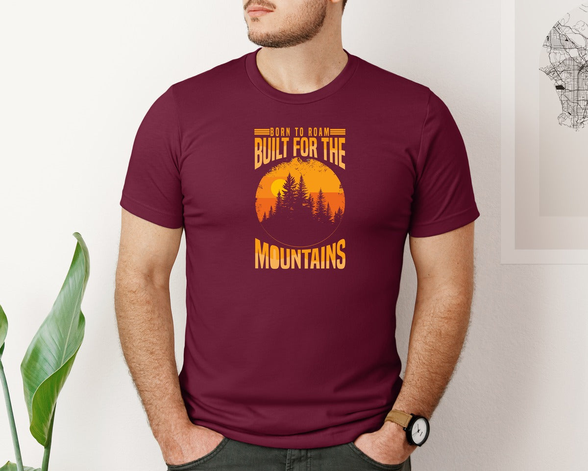 brand:Bella Canvas|color:Heather Maroon|Wild Life Experience Mountain Hiking Tee 6 Graphic T-Shirt