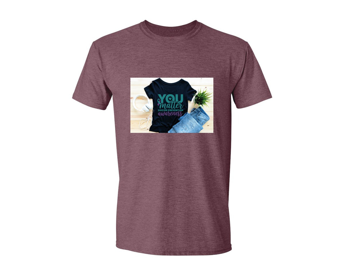 brand:Generic|color:Heather Maroon|Suicide Prevention Awareness 8 Graphic T-Shirt