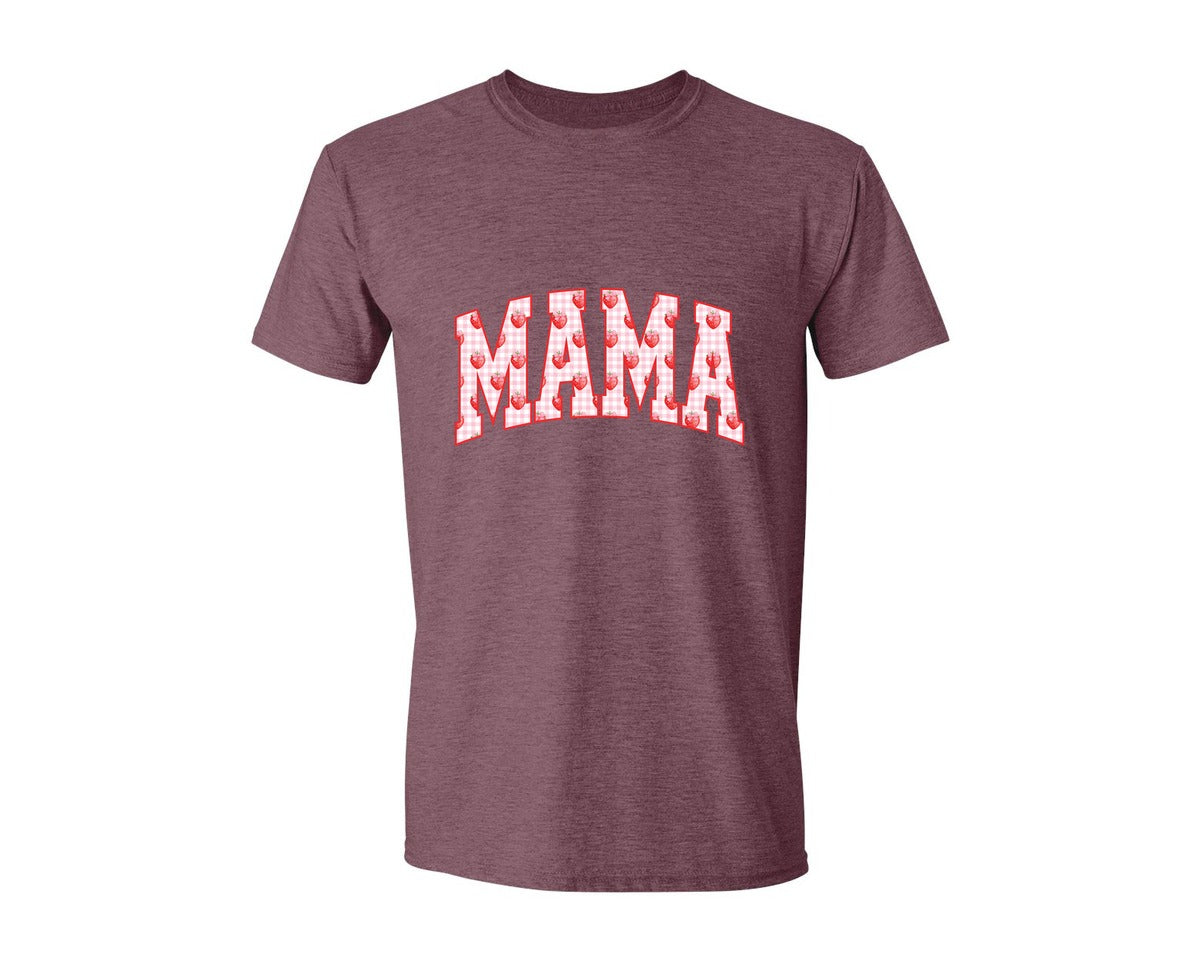 brand:Generic|color:Heather Maroon|Mama Summer Spring Mama Strawberry Graphic T-Shirt