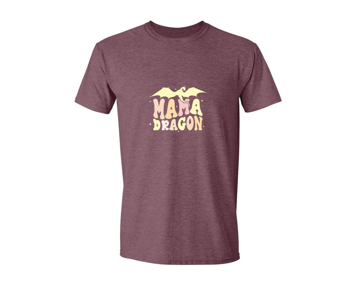 brand:Generic|color:Heather Maroon|Mama Dragons Mothers Day Design Graphic T-Shirt