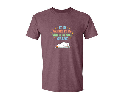 brand:Generic|color:Heather Maroon|Funny Duck It Is What It Is Graphic T-Shirt