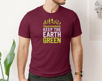 brand:Bella Canvas|color:Heather Maroon|Keep The Earth Green Environment Cute Graphic T-Shirt