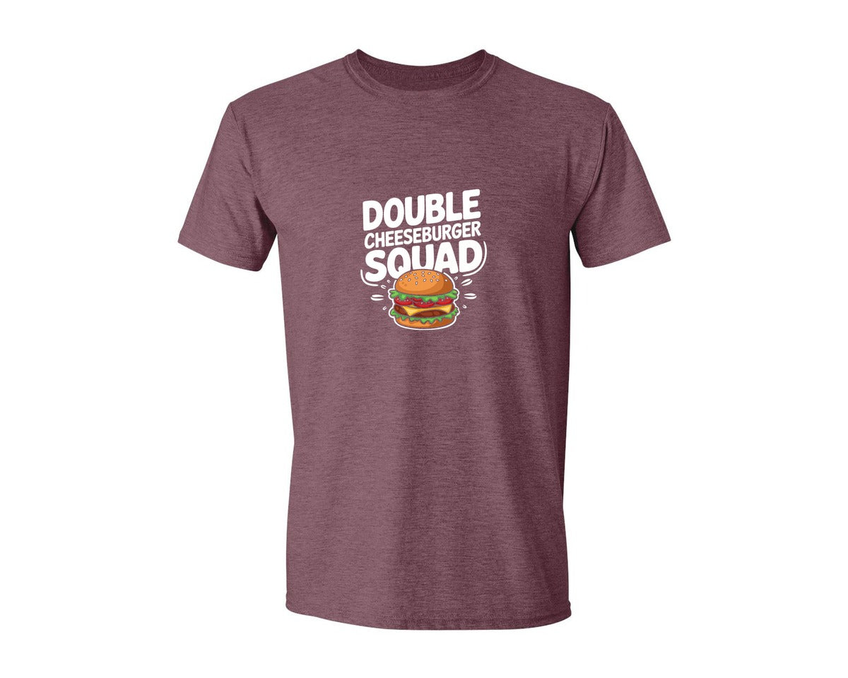 brand:Generic|color:Heather Maroon|Double Cheeseburger Squad T Shirt Design 2 Graphic T-Shirt
