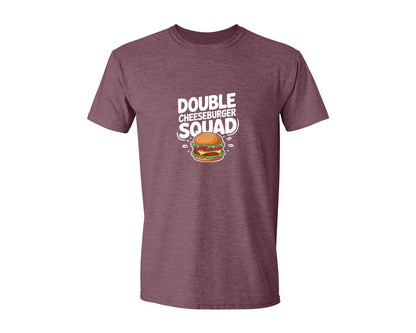 brand:Generic|color:Heather Maroon|Double Cheeseburger Squad T Shirt Design 2 Graphic T-Shirt