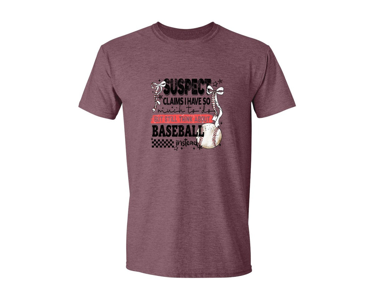 brand:Generic|color:Heather Maroon|Baseball Bow Mom Quote Retro Distressed Graphic T-Shirt