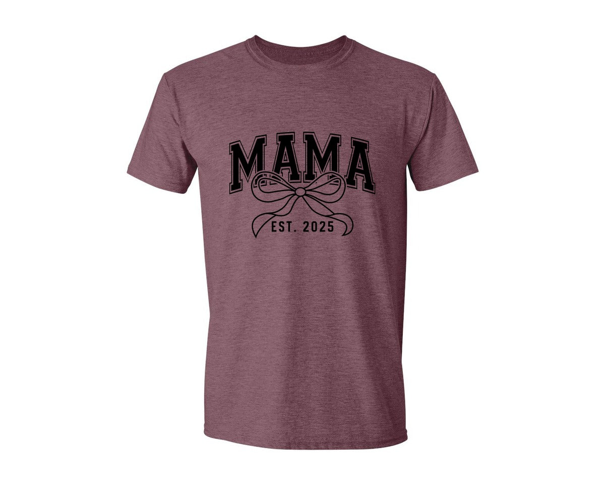 brand:Generic|color:Heather Maroon|Mama Bow Varsity Graphic T-Shirt