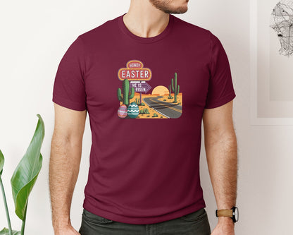 brand:Bella Canvas|color:Heather Maroon|Howdy Easter Western Desert Easter 3 Graphic T-Shirt