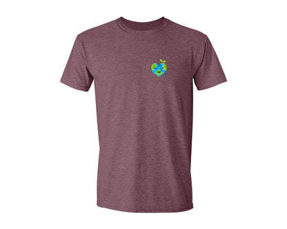 brand:Generic|color:Heather Maroon|Love Heart Earth Globe Pocket Design Graphic T-Shirt