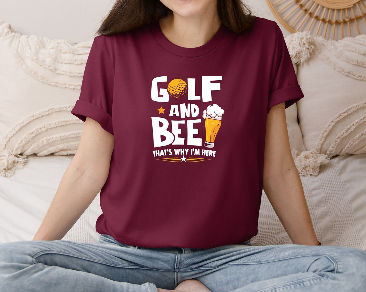 brand:Bella Canvas|color:Heather Maroon|Funny Golf Beer Lover T Shirt Desin Graphic T-Shirt