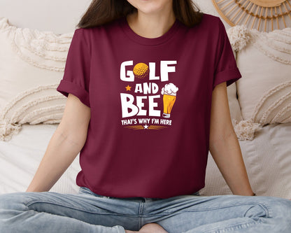 brand:Bella Canvas|color:Heather Maroon|Funny Golf Beer Lover T Shirt Desin Graphic T-Shirt