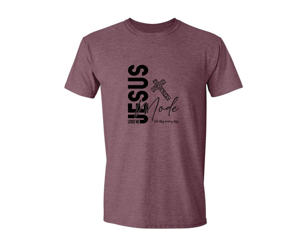 brand:Generic|color:Heather Maroon|Jesus Loves Me Love Like Jesus Graphic T-Shirt