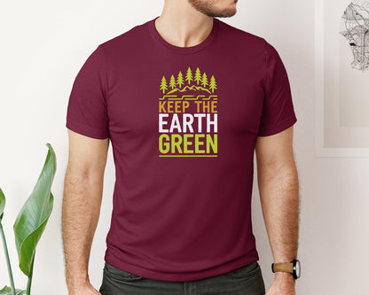brand:Bella Canvas|color:Heather Maroon|Keep The Earth Green Environment Cute 2 Graphic T-Shirt