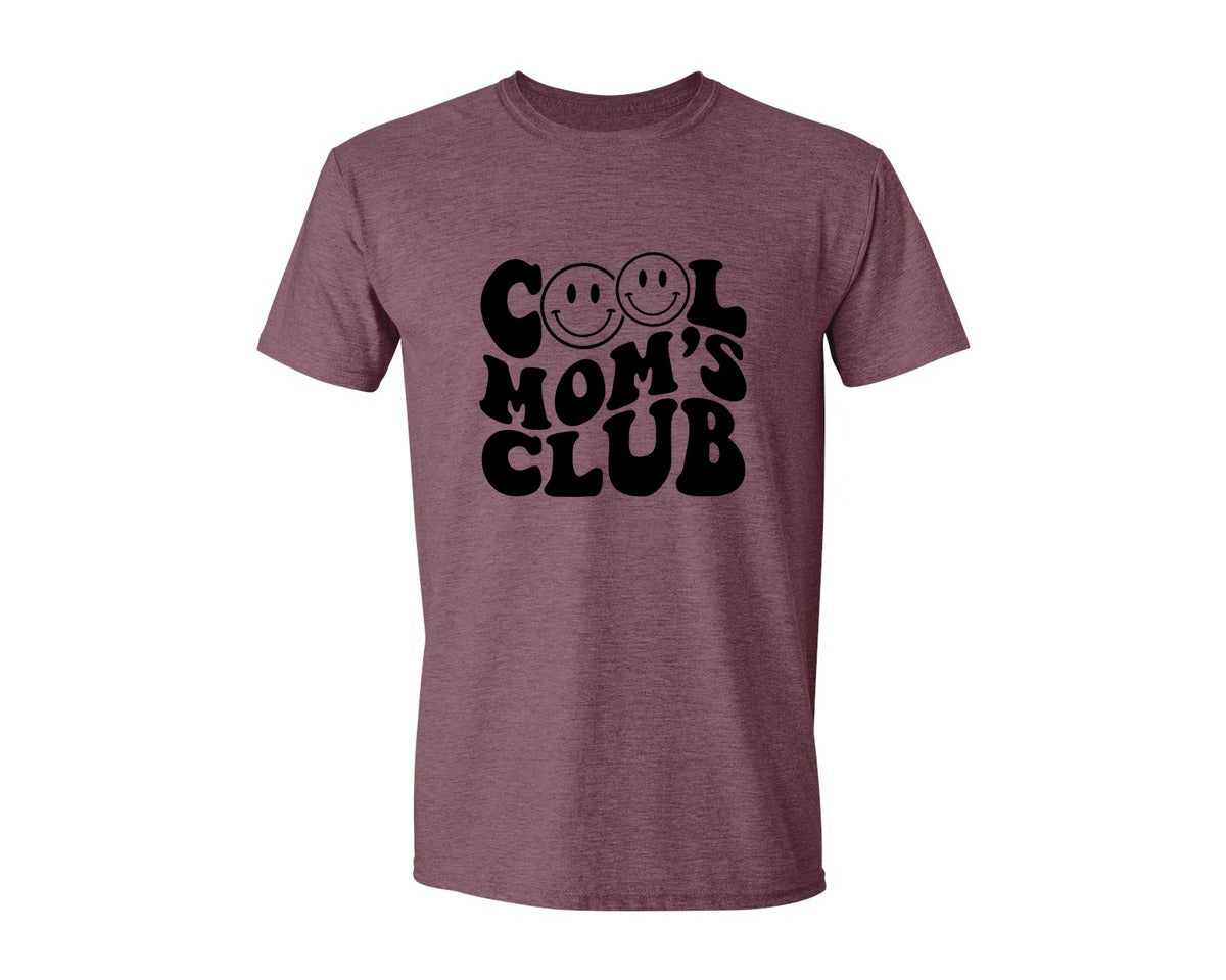 brand:Generic|color:Heather Maroon|Cool Moms Club Wavy 2 Graphic T-Shirt