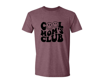 brand:Generic|color:Heather Maroon|Cool Moms Club Wavy 2 Graphic T-Shirt