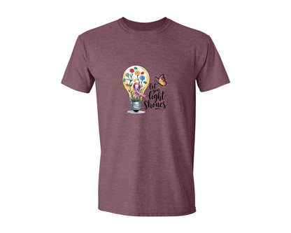 brand:Generic|color:Heather Maroon|Autism Awareness Let Your Light Shine Graphic T-Shirt